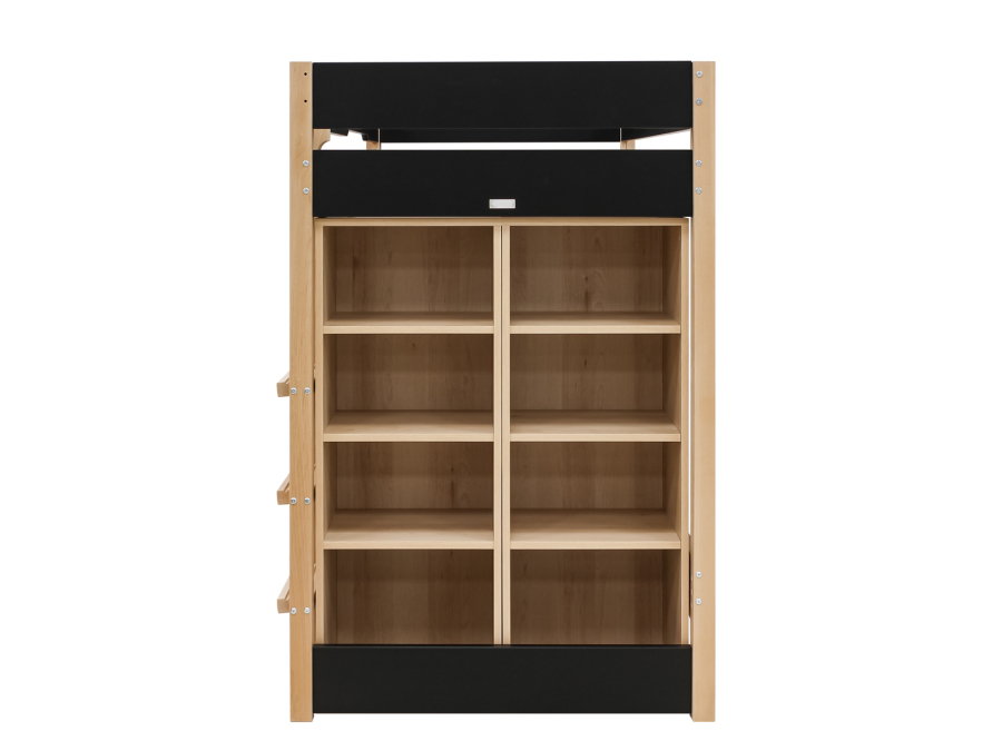 Bopita Lucas hoogslaper met opbergkasten 90x200 Mat zwart / Naturel - Afbeelding 3