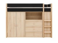 Bopita Lucas hoogslaper met opbergkasten 90x200 Mat zwart / Naturel - Afbeelding 4