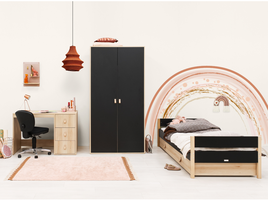 Bopita Lucas bed 90x200 Zwart / Naturel - Afbeelding 6