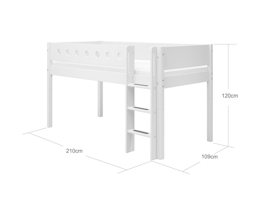 Flexa White Halfhoogslaper m. rechte ladder - wit - Afbeelding 4