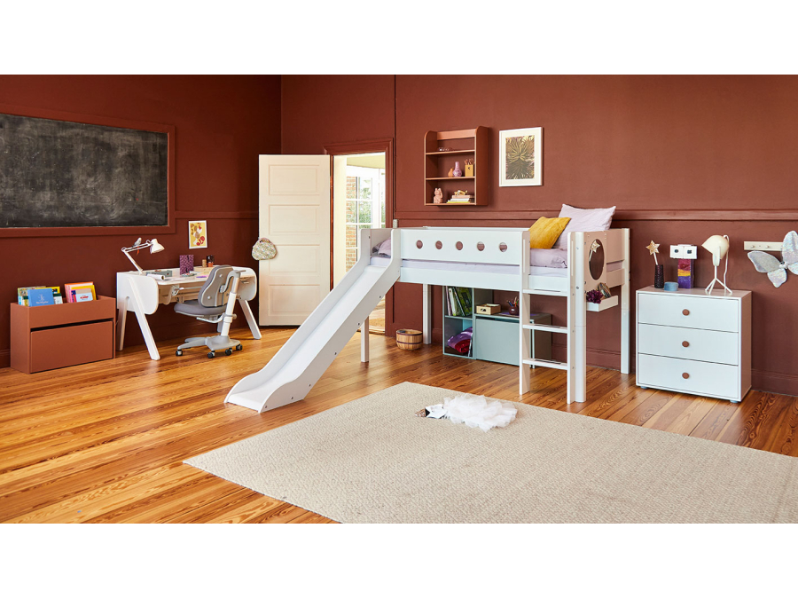 Flexa White Halfhoogslaper m. rechte ladder en glijbaan - wit - Afbeelding 6