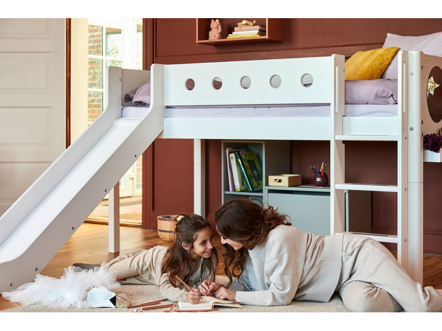 Flexa White Halfhoogslaper m. rechte ladder en glijbaan - wit - Afbeelding 5