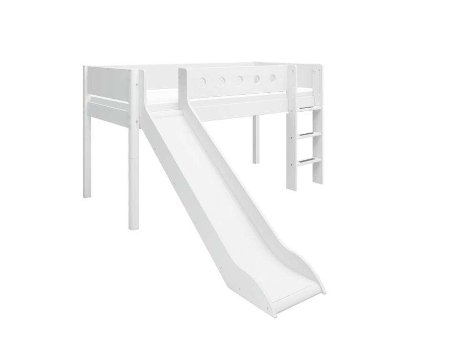 Flexa White Halfhoogslaper m. rechte ladder en glijbaan - wit - Afbeelding 3