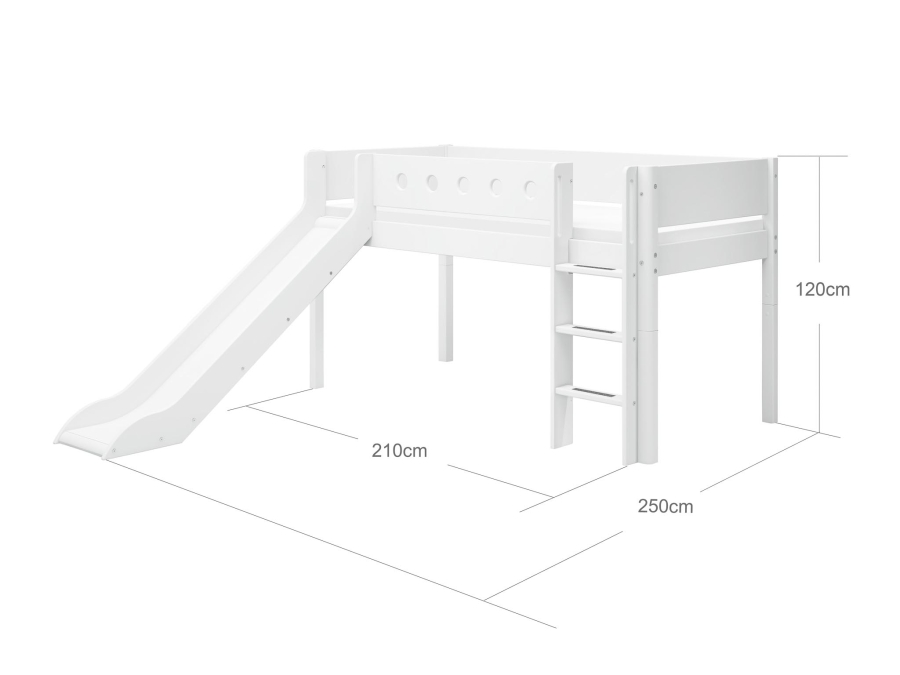 Flexa White Halfhoogslaper m. rechte ladder en glijbaan - wit - Afbeelding 4