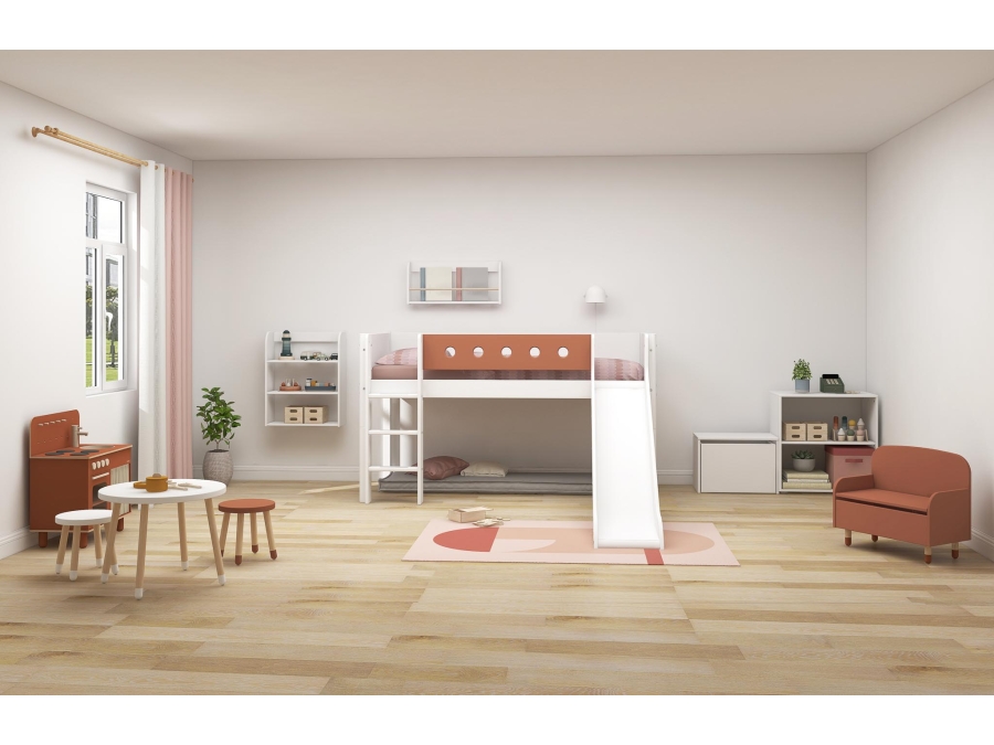 Flexa White Halfhoogslaper m. rechte ladder en glijbaan - blush - Afbeelding 6