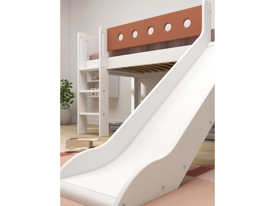 Flexa White Halfhoogslaper m. rechte ladder en glijbaan - blush - Afbeelding 5