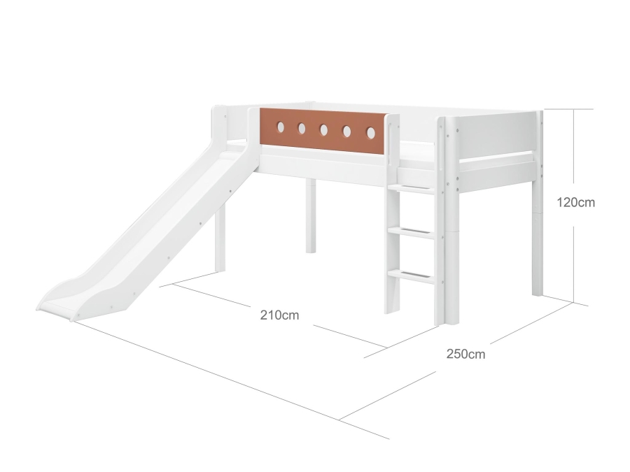 Flexa White Halfhoogslaper m. rechte ladder en glijbaan - blush - Afbeelding 4