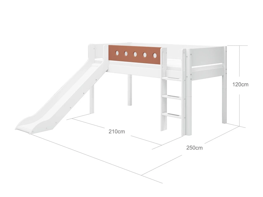 Flexa White Halfhoogslaper m. rechte ladder en glijbaan - blush - Afbeelding 4
