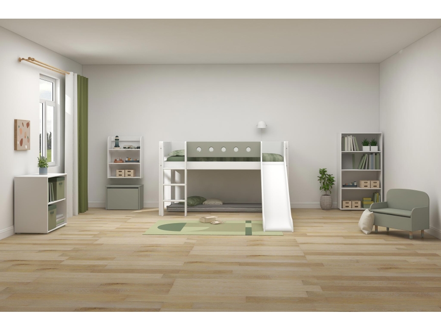 Flexa White Halfhoogslaper m. rechte ladder en glijbaan - natural green - Afbeelding 6