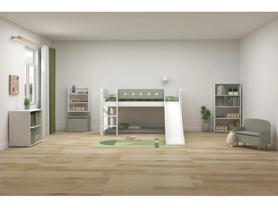 Flexa White Halfhoogslaper m. rechte ladder en glijbaan - natural green - Afbeelding 6
