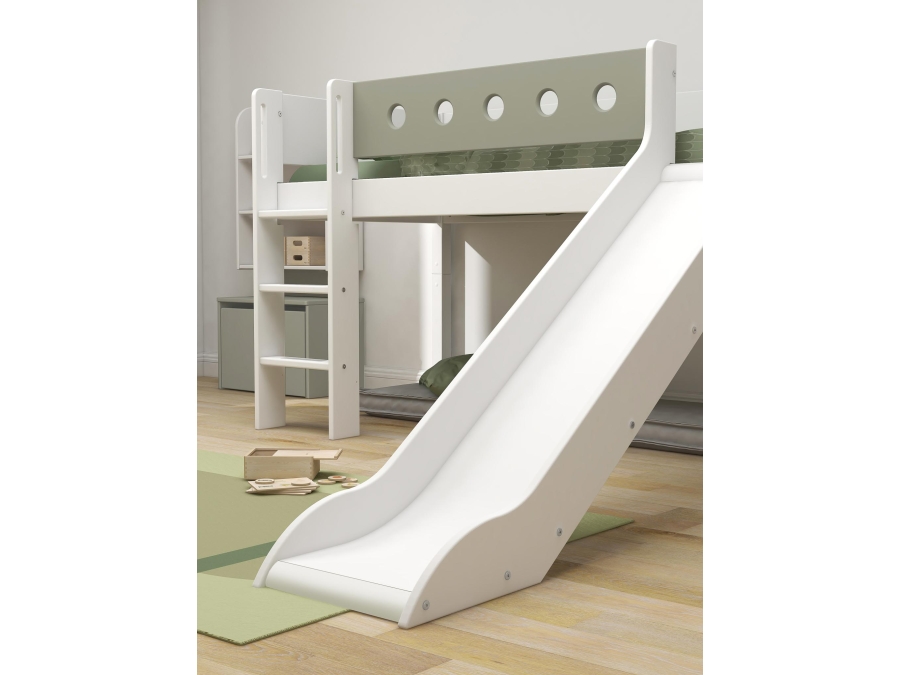 Flexa White Halfhoogslaper m. rechte ladder en glijbaan - natural green - Afbeelding 5