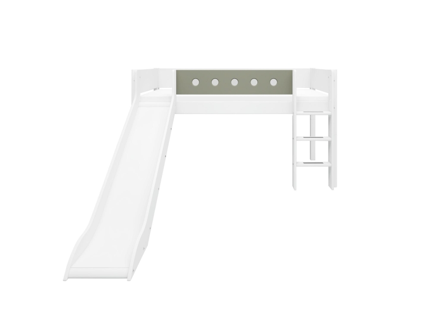 Flexa White Halfhoogslaper m. rechte ladder en glijbaan - natural green - Afbeelding 2