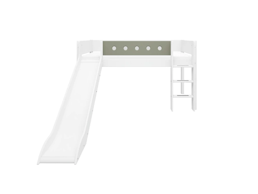 Flexa White Halfhoogslaper m. rechte ladder en glijbaan - natural green - Afbeelding 2