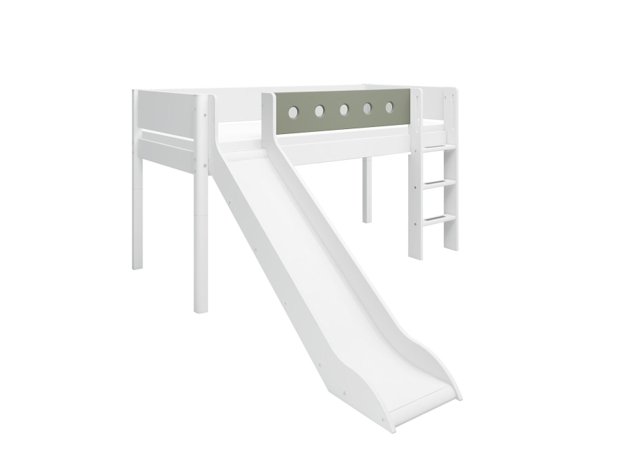 Flexa White Halfhoogslaper m. rechte ladder en glijbaan - natural green - Afbeelding 3