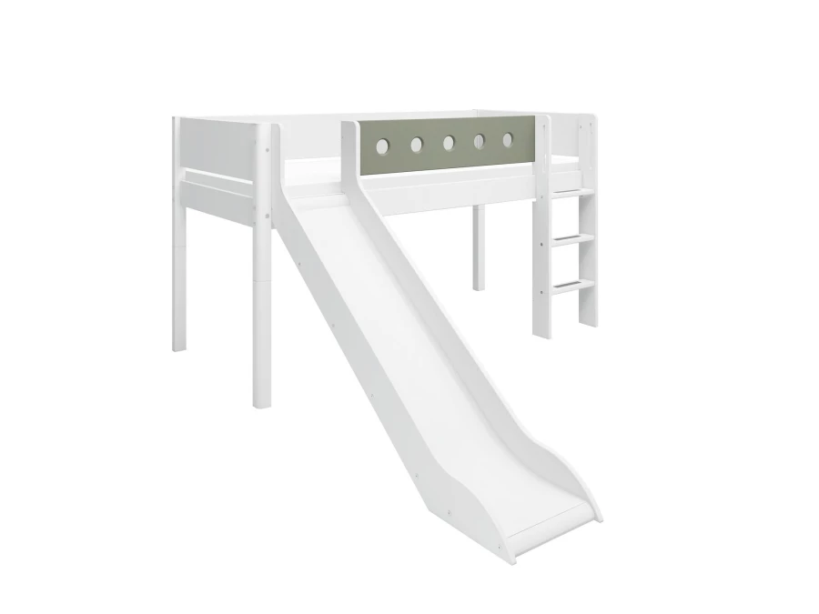 Flexa White Halfhoogslaper m. rechte ladder en glijbaan - natural green - Afbeelding 3
