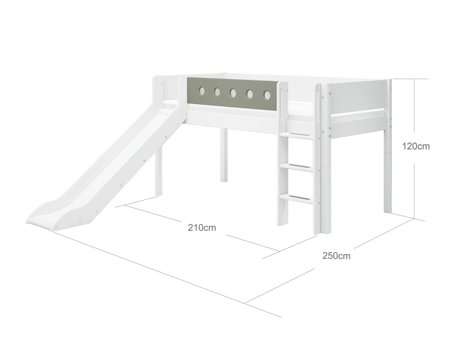Flexa White Halfhoogslaper m. rechte ladder en glijbaan - natural green - Afbeelding 4