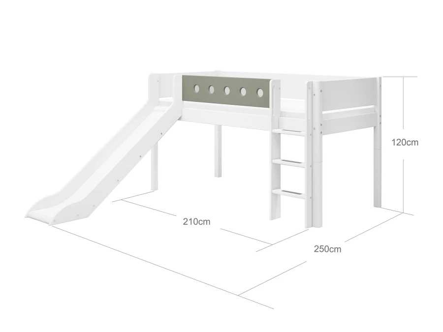 Flexa White Halfhoogslaper m. rechte ladder en glijbaan - natural green - Afbeelding 4