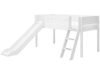 Flexa White Halfhoogslaper m. schuine ladder en glijbaan - wit