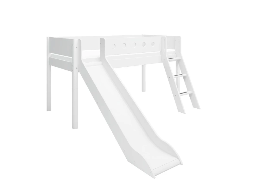 Flexa White Halfhoogslaper m. schuine ladder en glijbaan - wit - Afbeelding 3