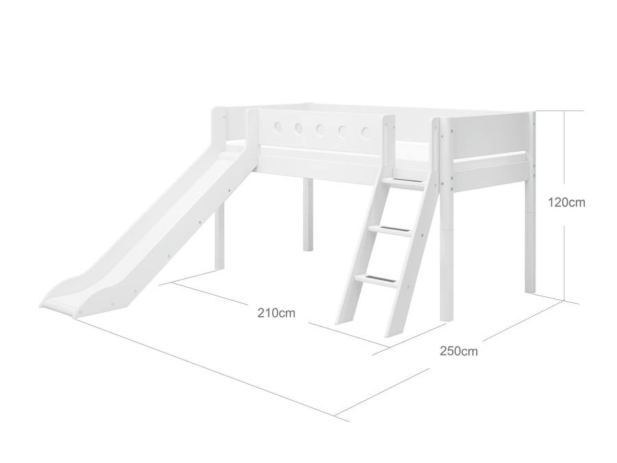 Flexa White Halfhoogslaper m. schuine ladder en glijbaan - wit - Afbeelding 4