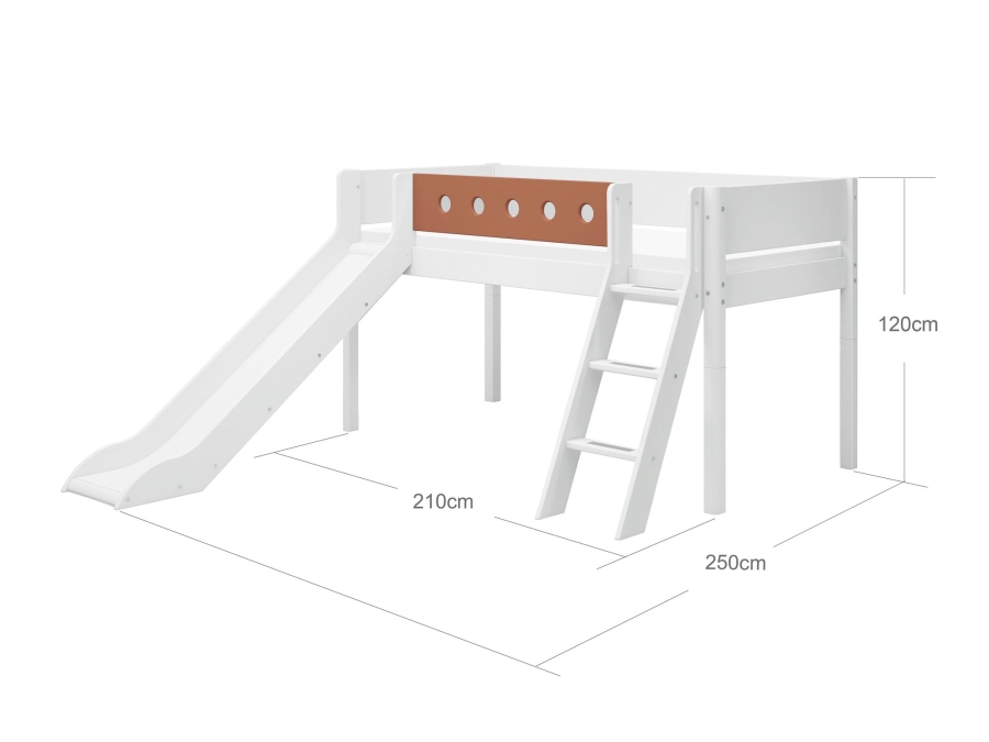Flexa White Halfhoogslaper m. schuine ladder en glijbaan - blush - Afbeelding 4