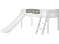Flexa White Halfhoogslaper m. schuine ladder en glijbaan - natural green