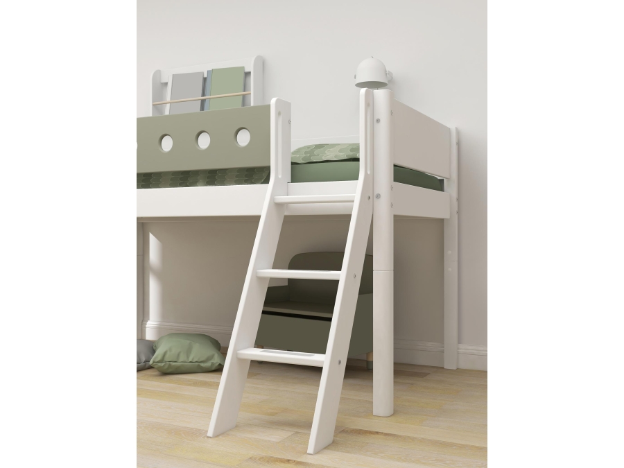 Flexa White Halfhoogslaper m. schuine ladder en glijbaan - natural green - Afbeelding 5