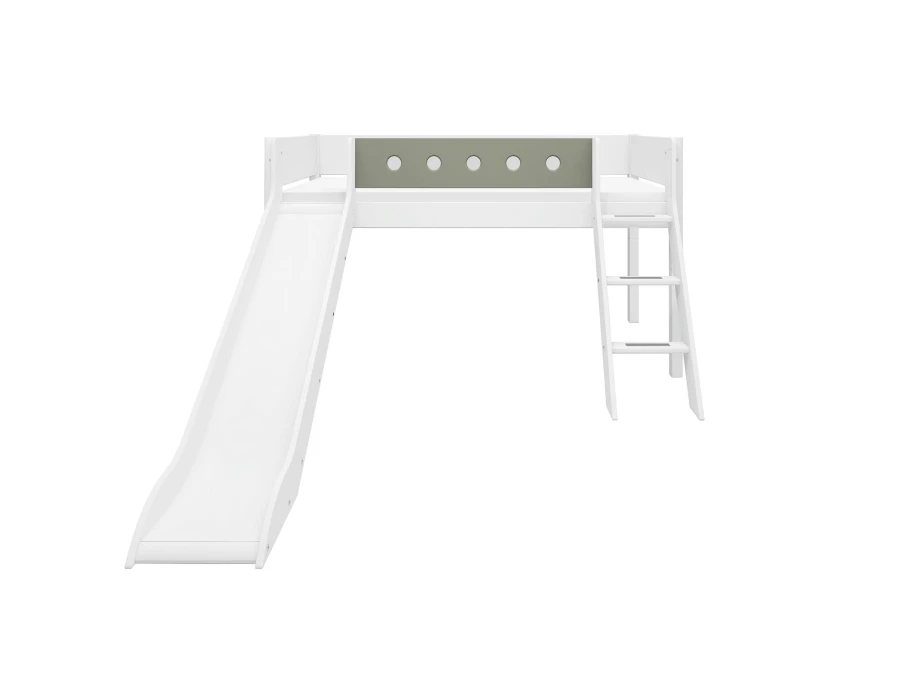 Flexa White Halfhoogslaper m. schuine ladder en glijbaan - natural green - Afbeelding 2