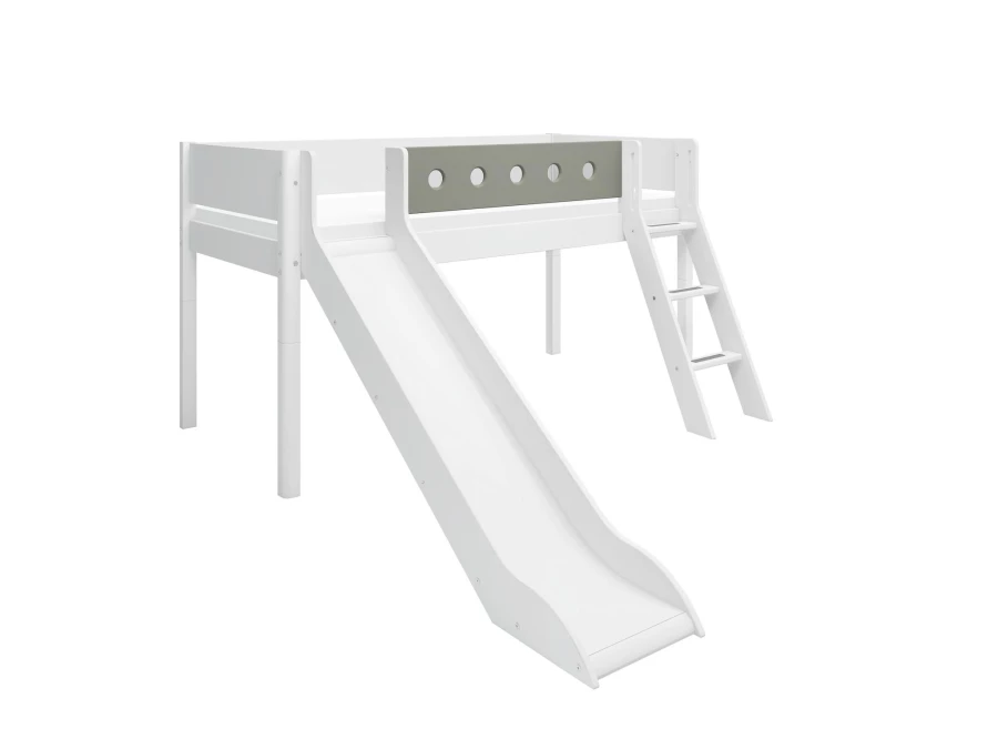 Flexa White Halfhoogslaper m. schuine ladder en glijbaan - natural green - Afbeelding 3