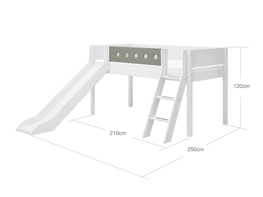 Flexa White Halfhoogslaper m. schuine ladder en glijbaan - natural green - Afbeelding 4