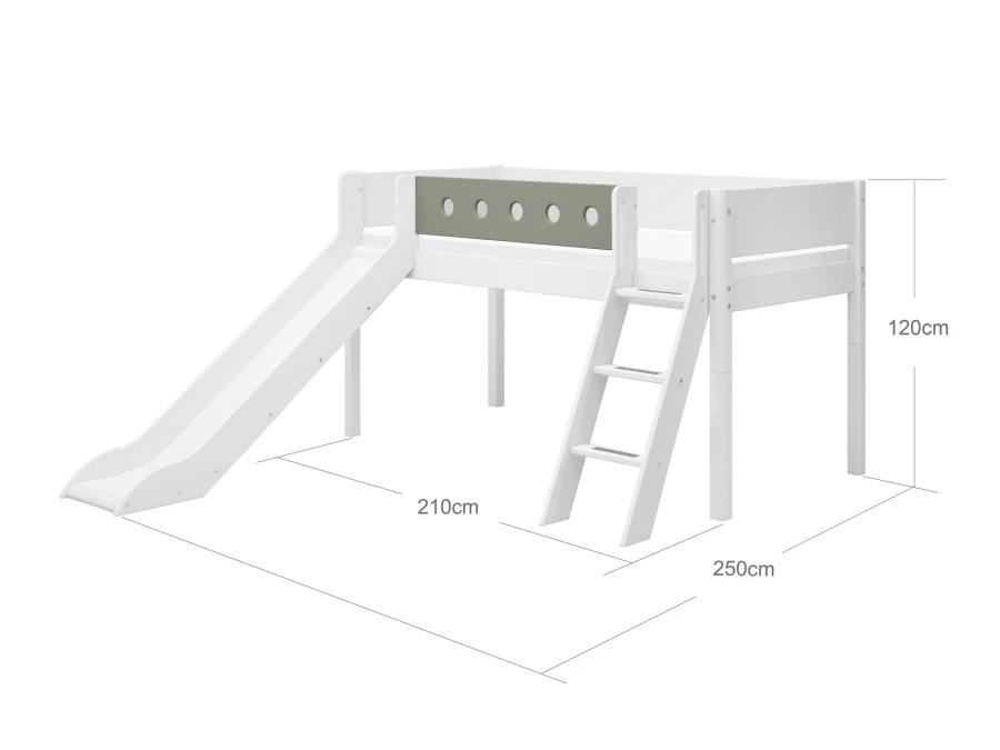 Flexa White Halfhoogslaper m. schuine ladder en glijbaan - natural green - Afbeelding 4