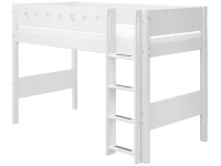 Flexa White Verhoogde halfhoogslaper m. rechte ladder - wit