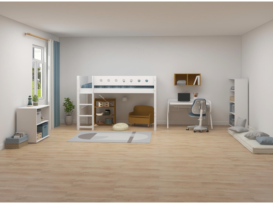 Flexa White Verhoogde halfhoogslaper m. rechte ladder - wit - Afbeelding 6