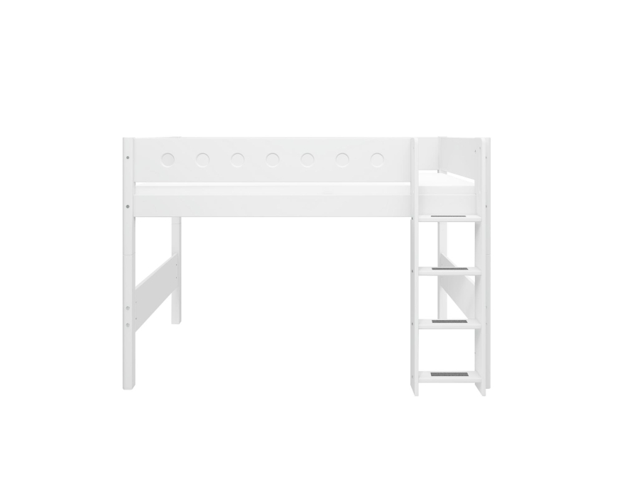 Flexa White Verhoogde halfhoogslaper m. rechte ladder - wit - Afbeelding 2