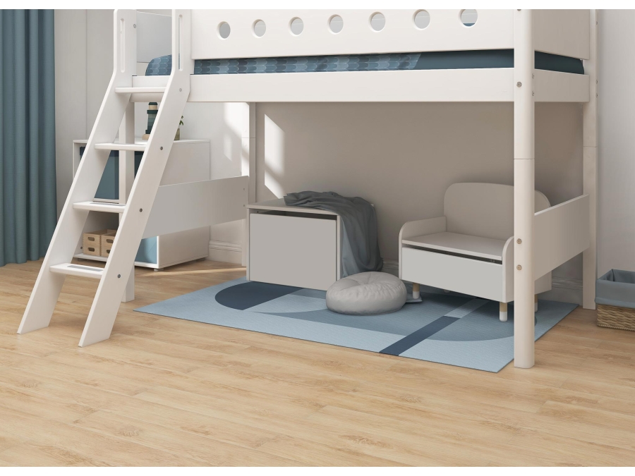 Flexa White Verhoogde halfhoogslaper m. schuine ladder - wit - Afbeelding 5