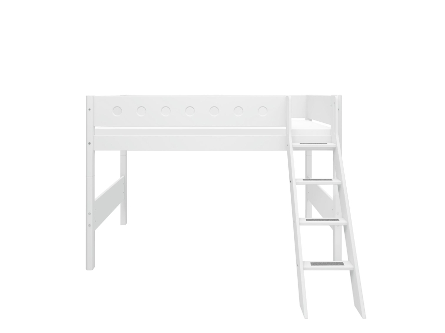 Flexa White Verhoogde halfhoogslaper m. schuine ladder - wit - Afbeelding 2
