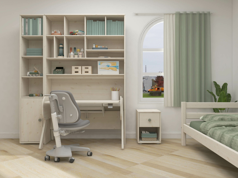 Flexa Classic nachtkastje whitewash / natural green - Afbeelding 4