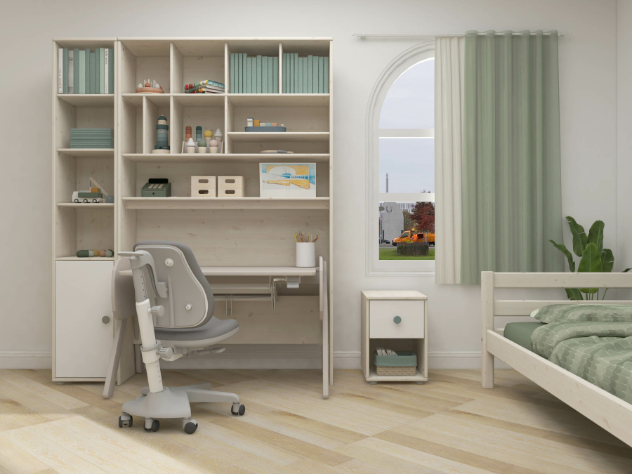 Flexa Classic nachtkastje whitewash / wit / natural green - Afbeelding 4