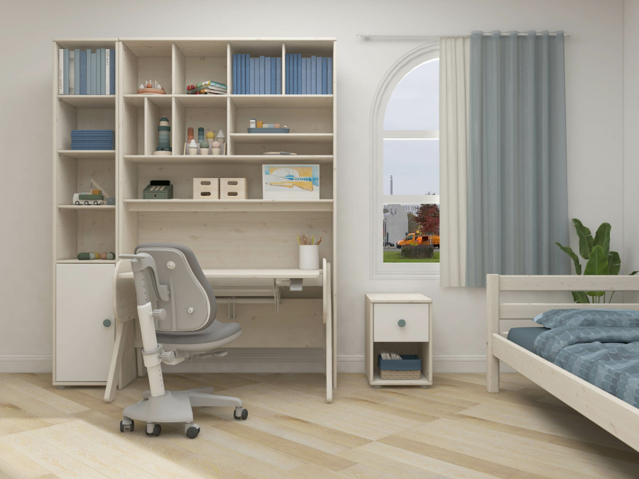 Flexa Classic nachtkastje whitewash / wit / teal - Afbeelding 4