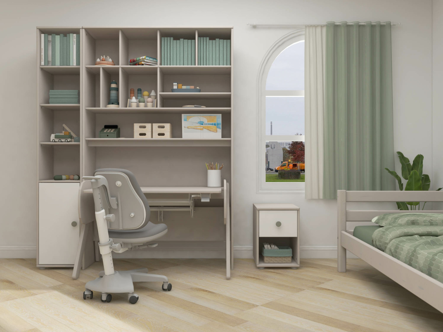 Flexa Classic nachtkastje greywash / wit / natural green - Afbeelding 4