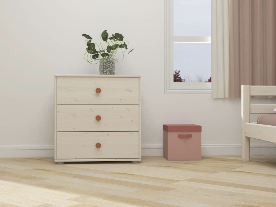Flexa Classic ladekast met 3 laden whitewash / blush - Afbeelding 4