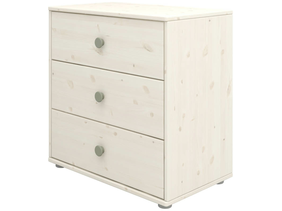 Flexa Classic ladekast met 3 laden whitewash / natural green