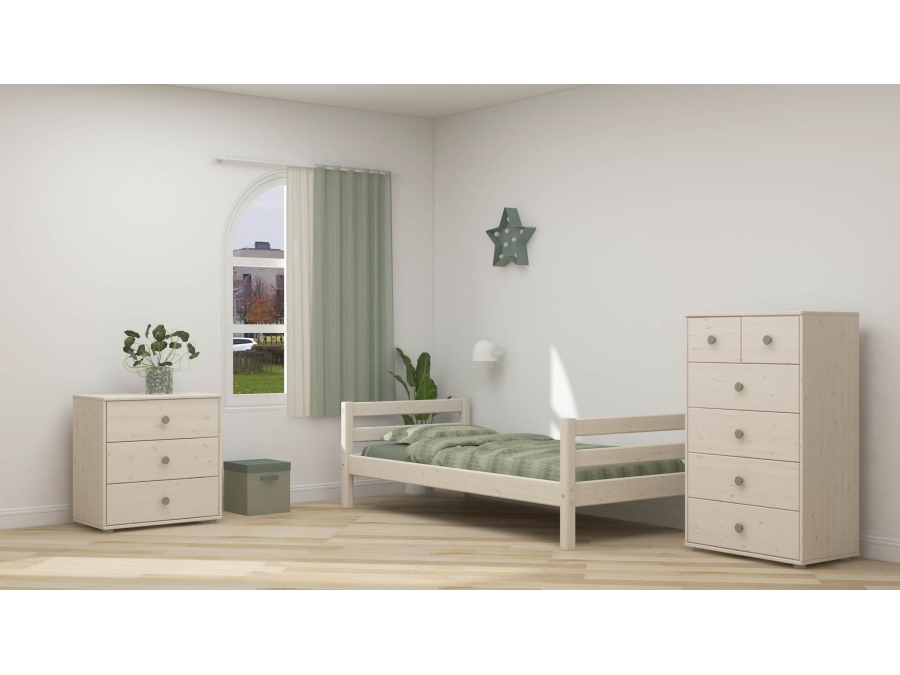 Flexa Classic ladekast met 3 laden whitewash / natural green - Afbeelding 5