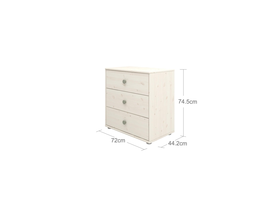 Flexa Classic ladekast met 3 laden whitewash / natural green - Afbeelding 3