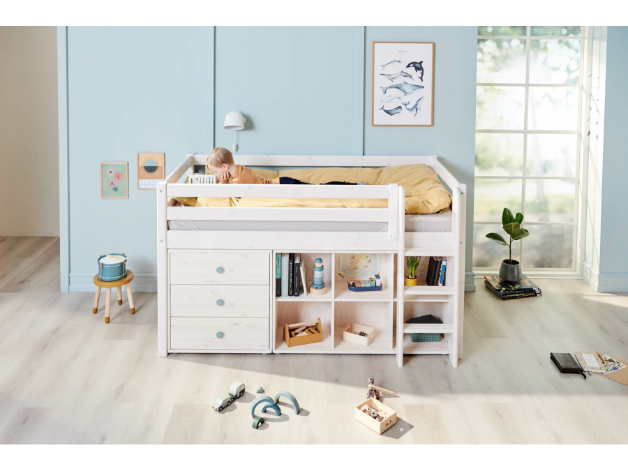 Flexa Classic ladekast met 3 laden whitewash / teal - Afbeelding 5