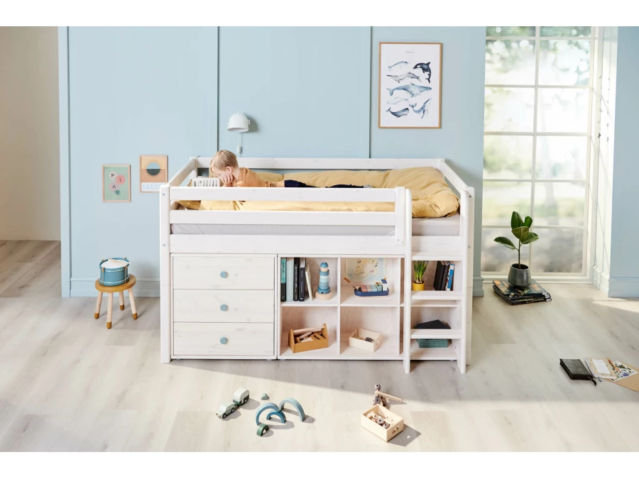 Flexa Classic ladekast met 3 laden whitewash / teal - Afbeelding 5