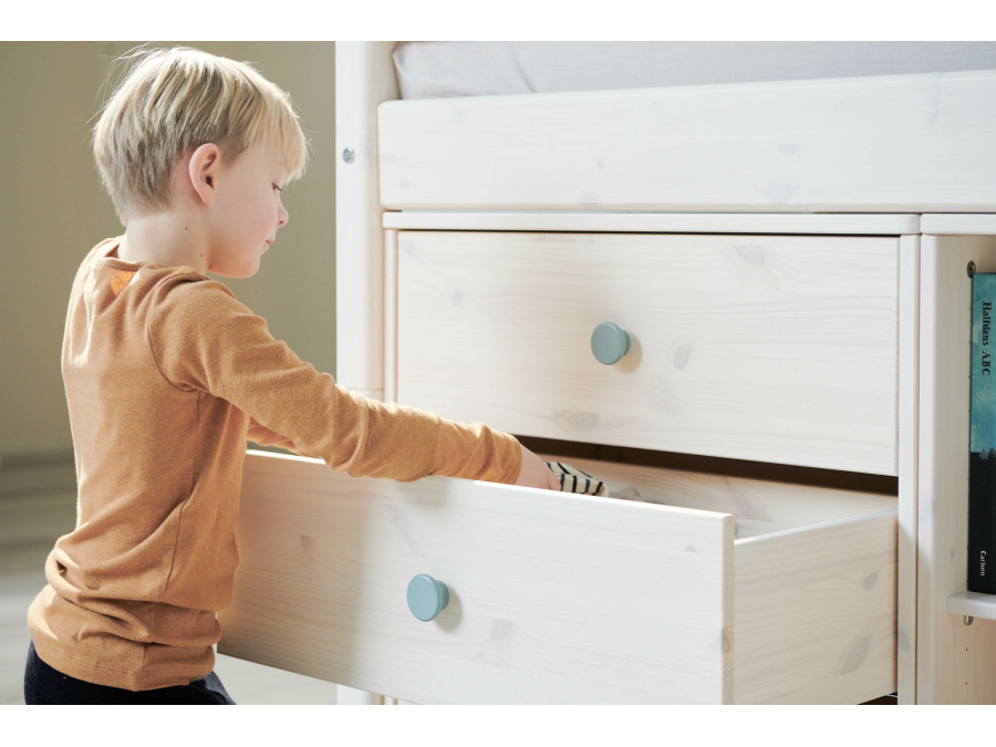 Flexa Classic ladekast met 3 laden whitewash / teal - Afbeelding 4