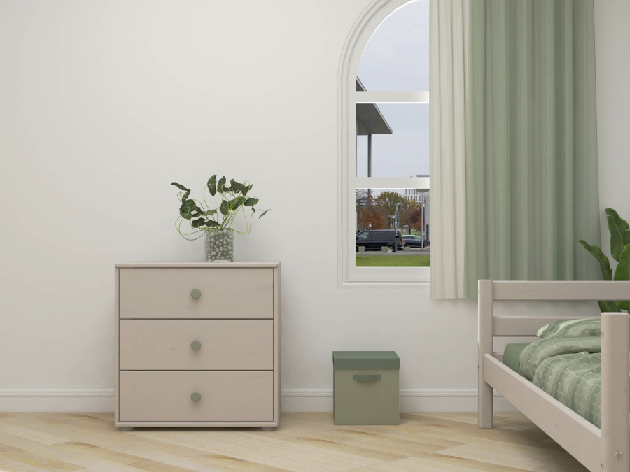 Flexa Classic ladekast met 3 laden greywash / natural green - Afbeelding 4