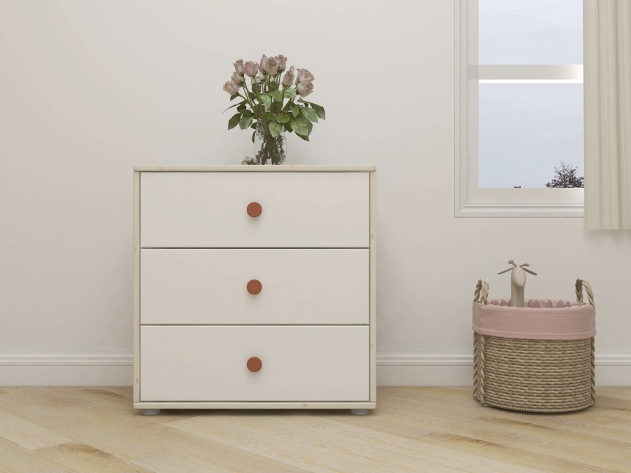 Flexa Classic ladekast met 3 laden whitewash / wit / blush - Afbeelding 4