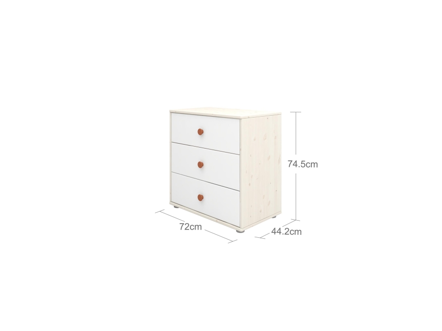 Flexa Classic ladekast met 3 laden whitewash / wit / blush - Afbeelding 3